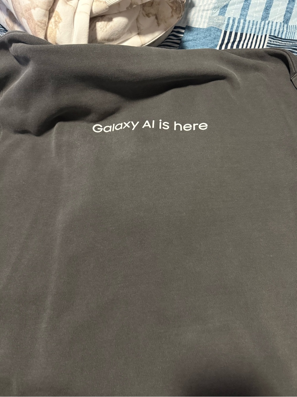 Samsung Men's Dark Gray Crewneck Hoodie with Samsung flannel lounge pants - Picture 2 of 5